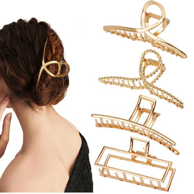 Parcce front packaging showing four gold metal hair clips and variety