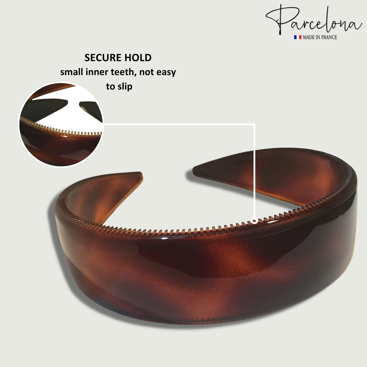 Parcelona celluloid texture detail showing rich tortoise color and high shine