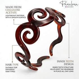 Parcelona headband worn by woman showing secure fit and styling benefit