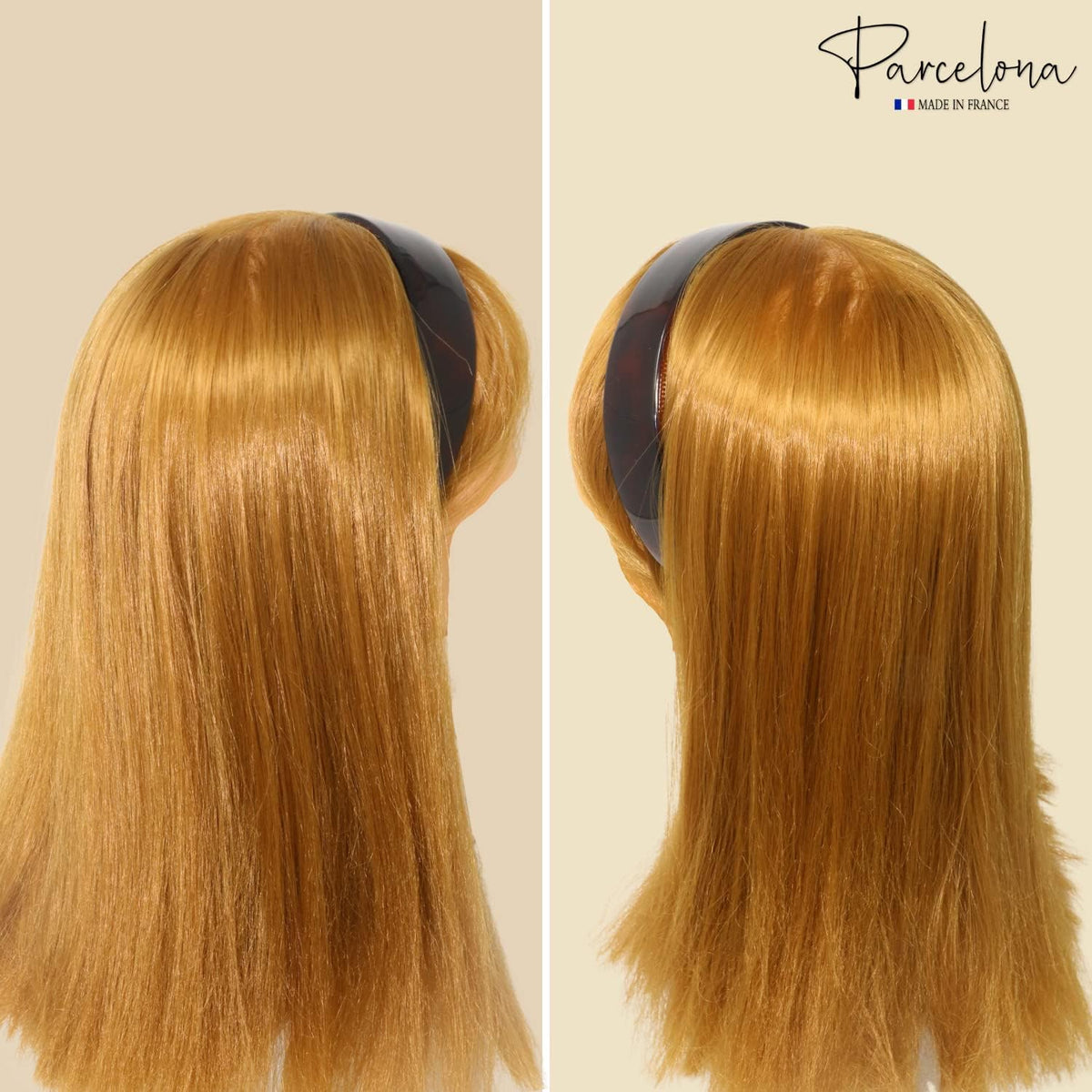 Set of two Parcelona headbands in packaging for gifting or storage