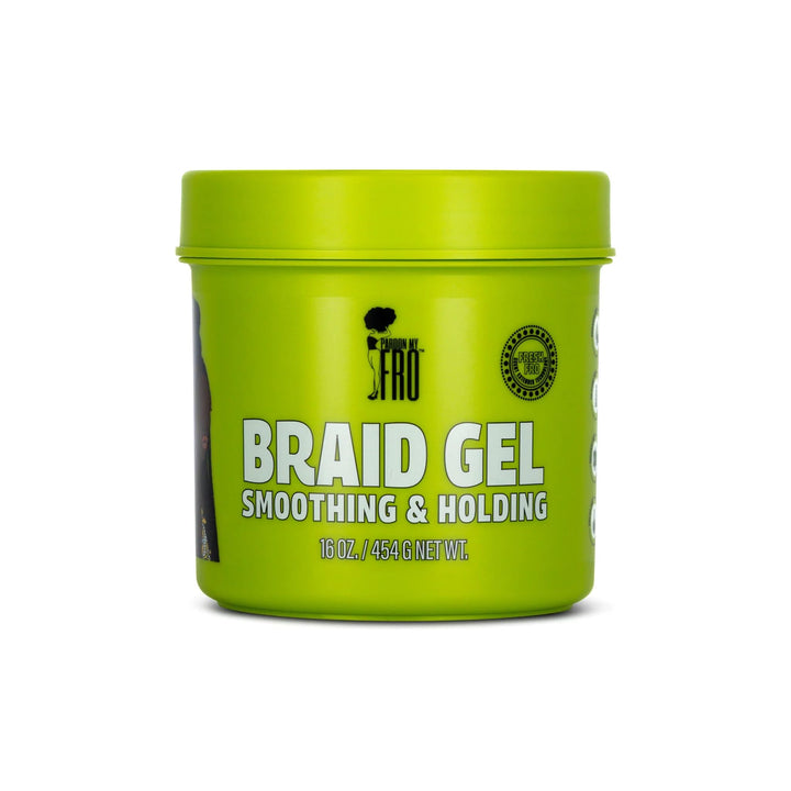 Pardon My Fro front label view showing product benefits and size