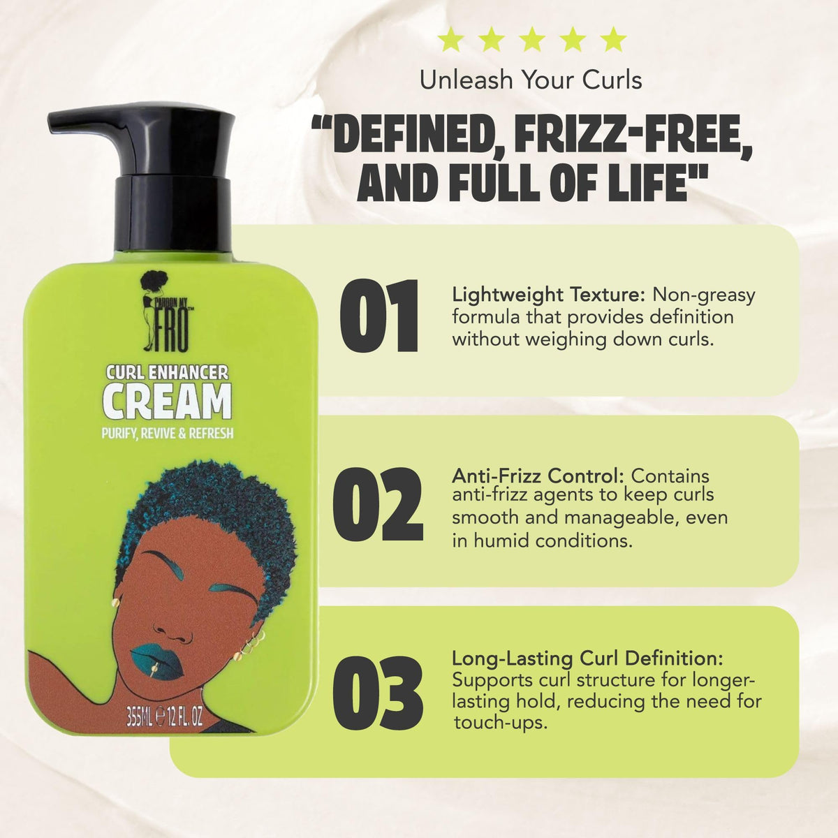 Pardon My Fro label detail showing ingredients and product transparency benefit