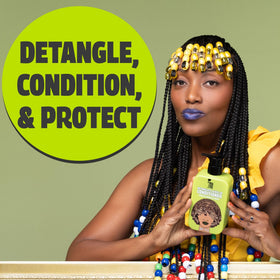 Pardon My Fro bottle spraying mist onto hair for quick, even hydration