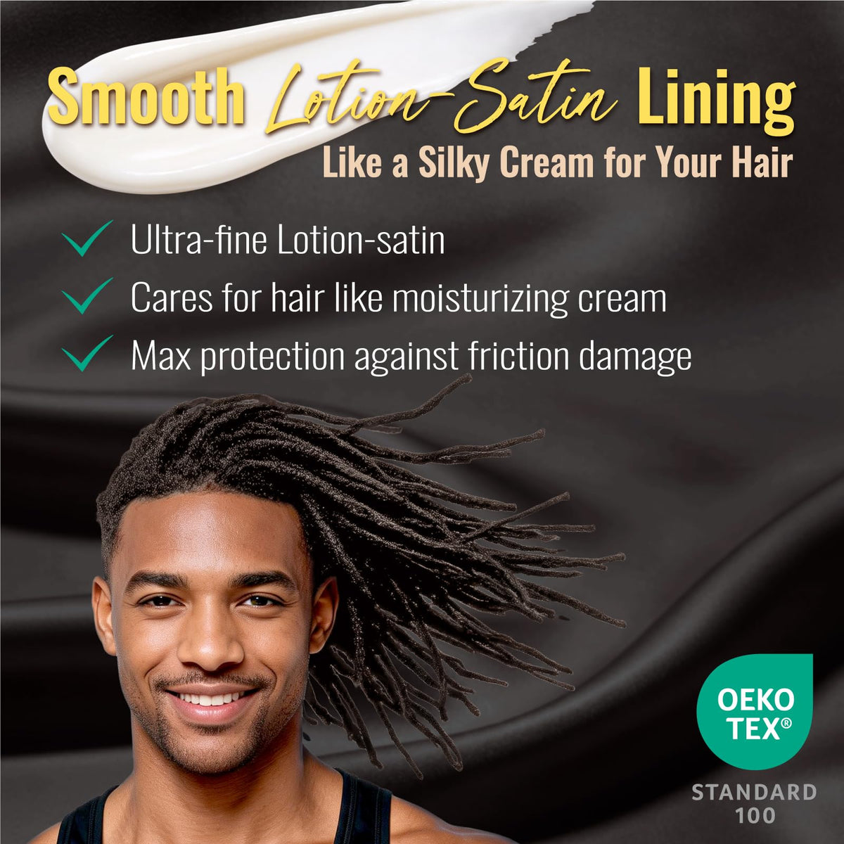 PARISBELLA satin lining close-up reduces friction and protects hair
