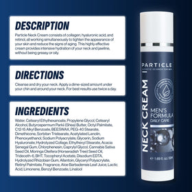 Particle neck cream lifestyle bathroom scene showing daily routine use