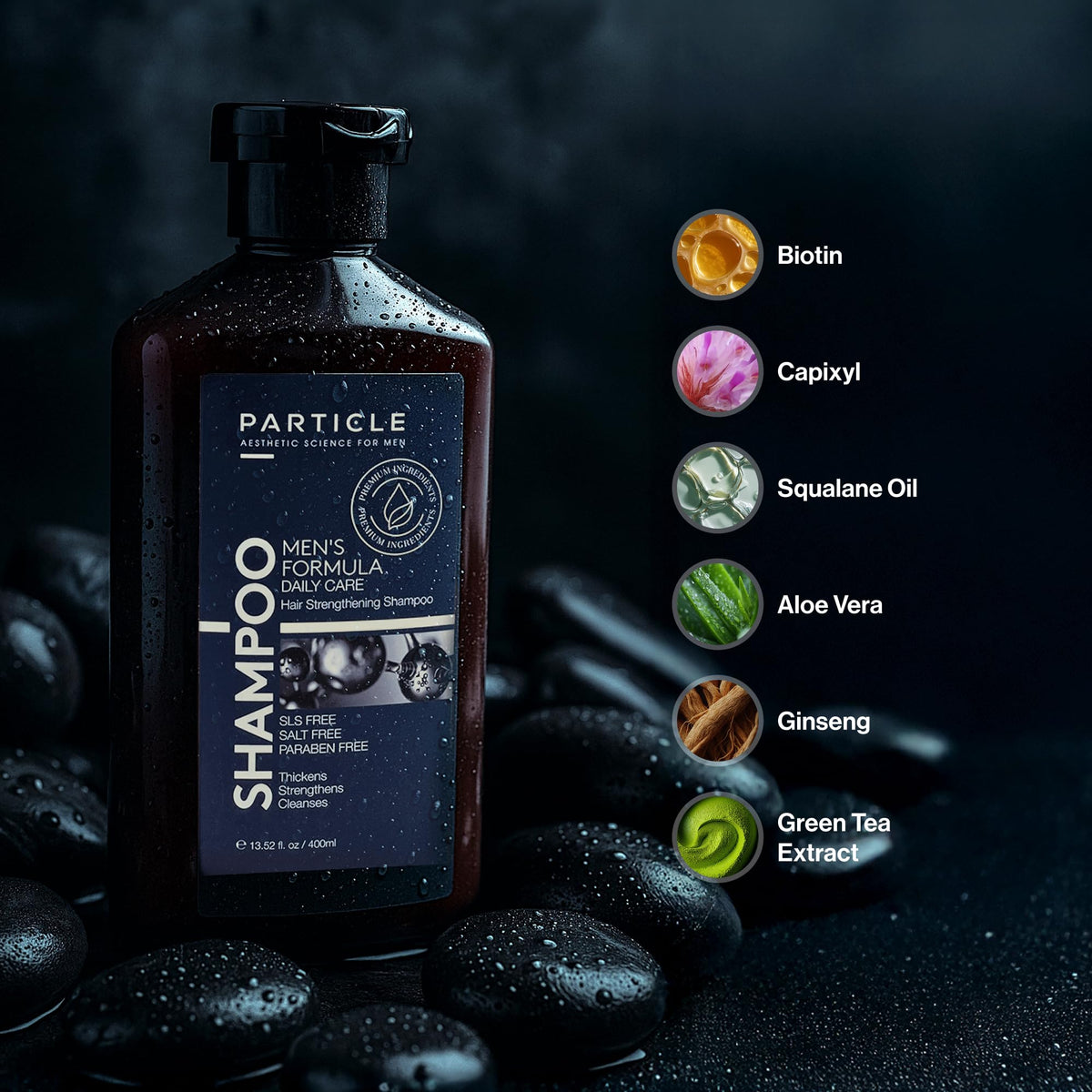 Particle lather texture on hand showing rich foam and easy rinsing performance