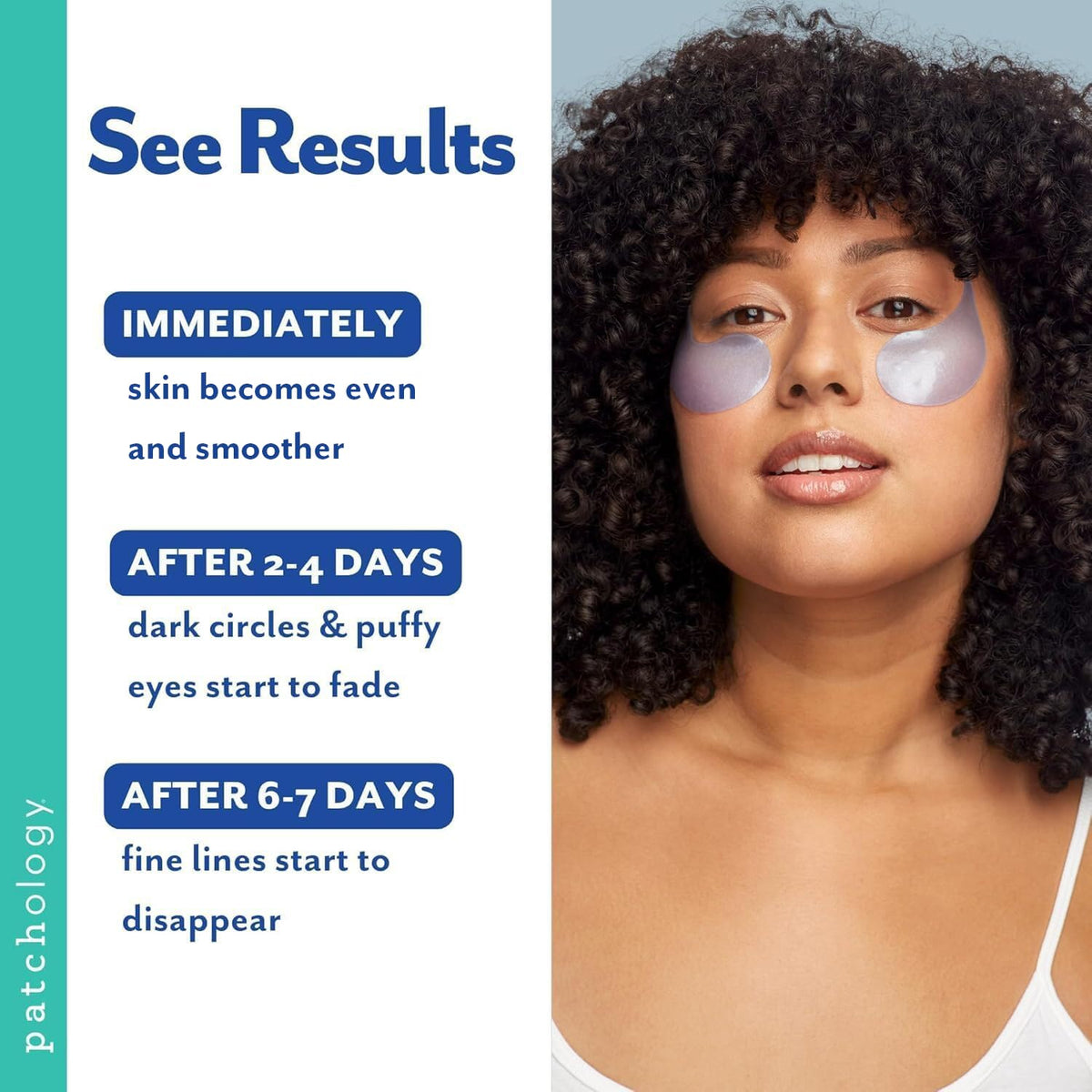 Patchology application demo on face showing correct placement and immediate soothing effect