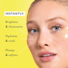 Patchology under-eye patch applied in use demonstrating easy five-minute wear