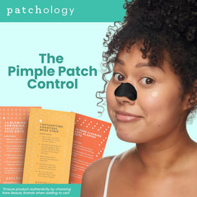 Patchology charcoal nose strip close-up highlighting pore-clearing action
