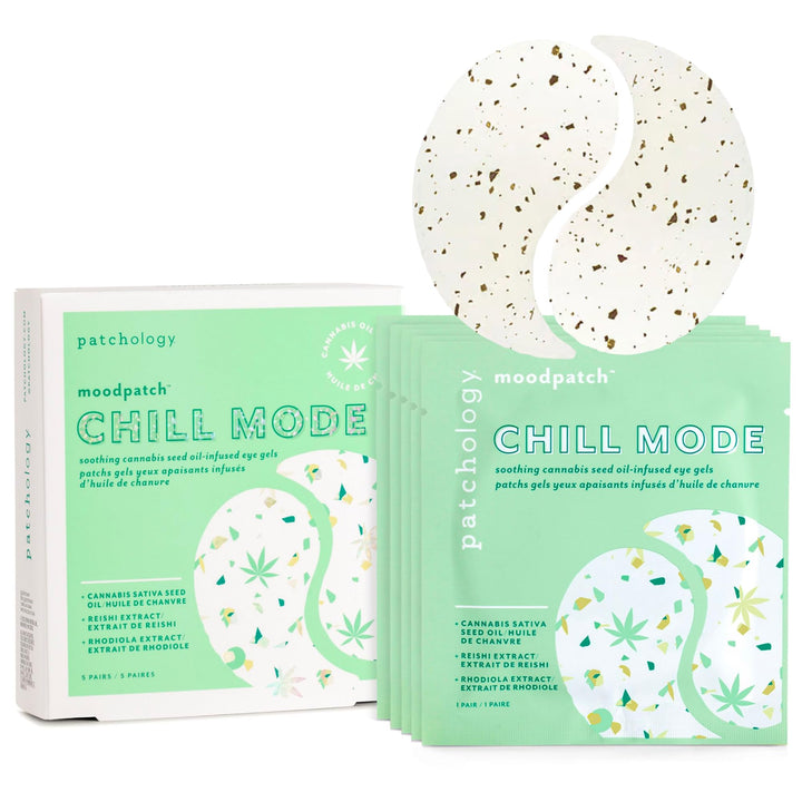 Patchology front packaging showing five-pair box and benefits