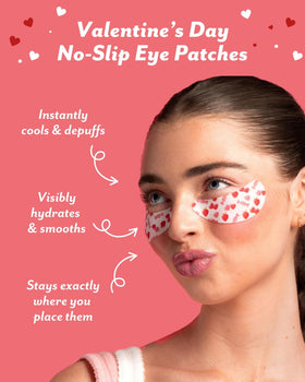 Patchology patches applied under eye demonstrating secure no-slip comfort
