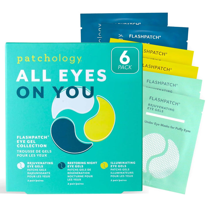 Patchology front packaging showing six pairs and benefits visibly