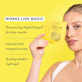 Patchology ingredient label with vitamin C and caffeine visible for brightening
