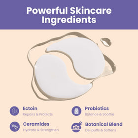 Patchology ingredients label highlighting ectoin and ceramides benefits