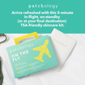 Patchology kit inside a travel bag for quick on-the-go hydration