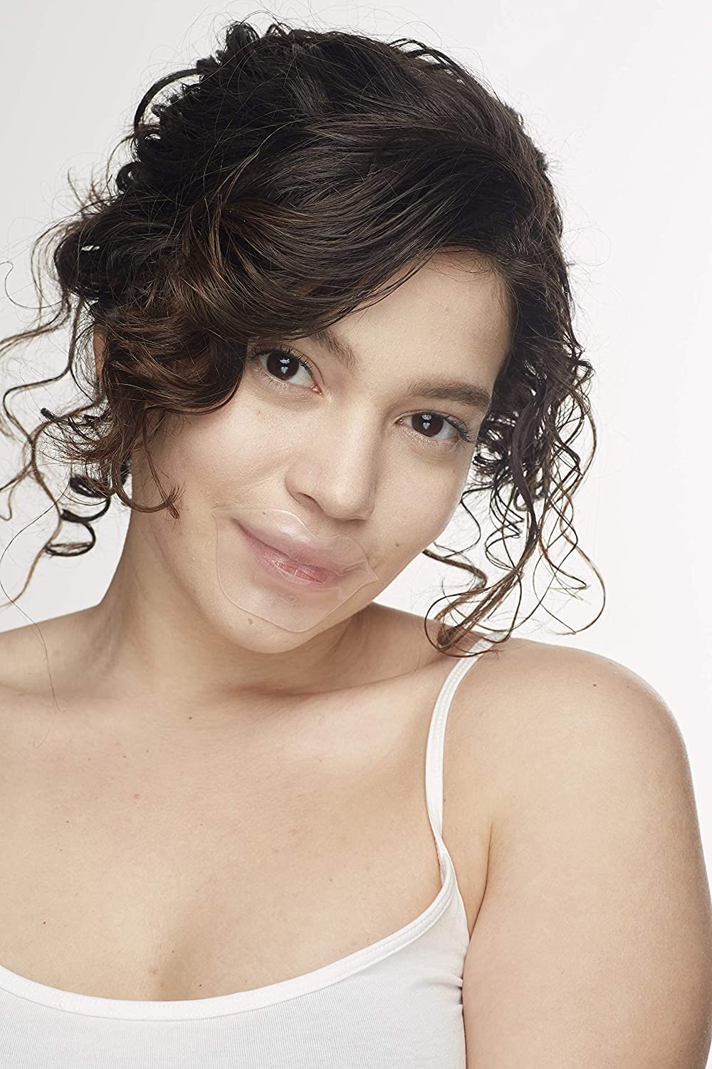 Patchology lip mask worn by model delivering quick five-minute hydration