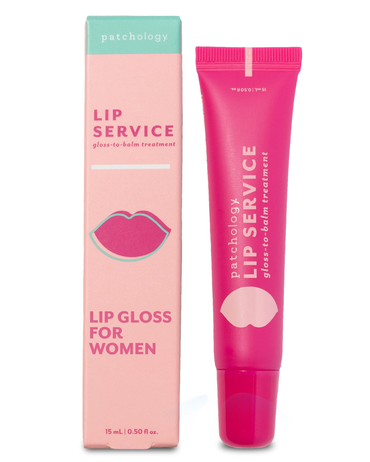 Patchology front packaging showing tube and clear glossy finish benefit