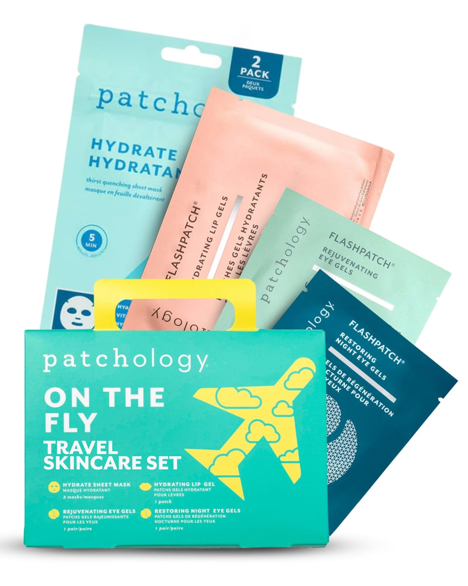 Patchology front packaging showing travel-ready mask set and convenience