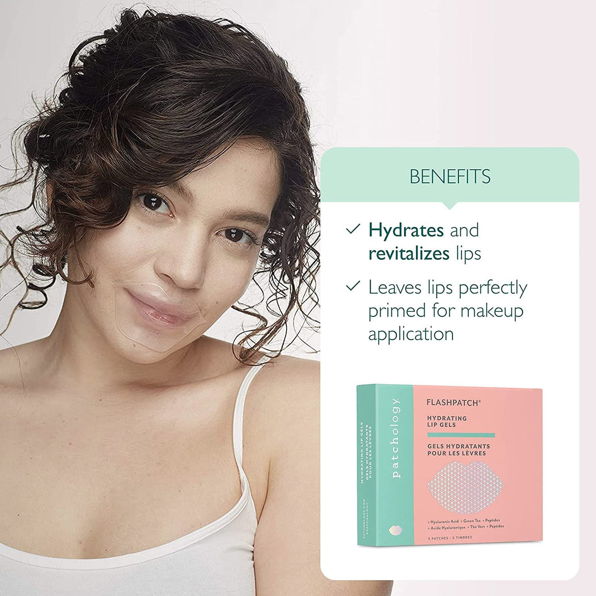 Patchology open sachet with single hydrating lip patch ready to apply