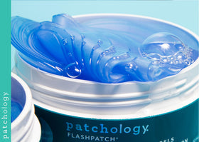 Patchology overnight bedside use illustrating convenience and night-time skin routine benefit