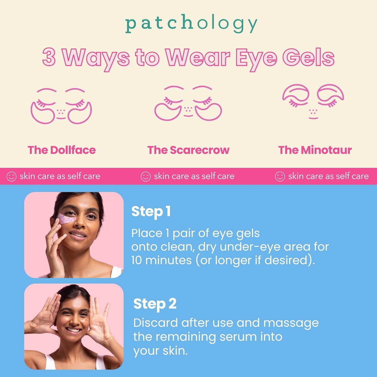 Patchology back-of-pack label showing ingredients list and usage instructions