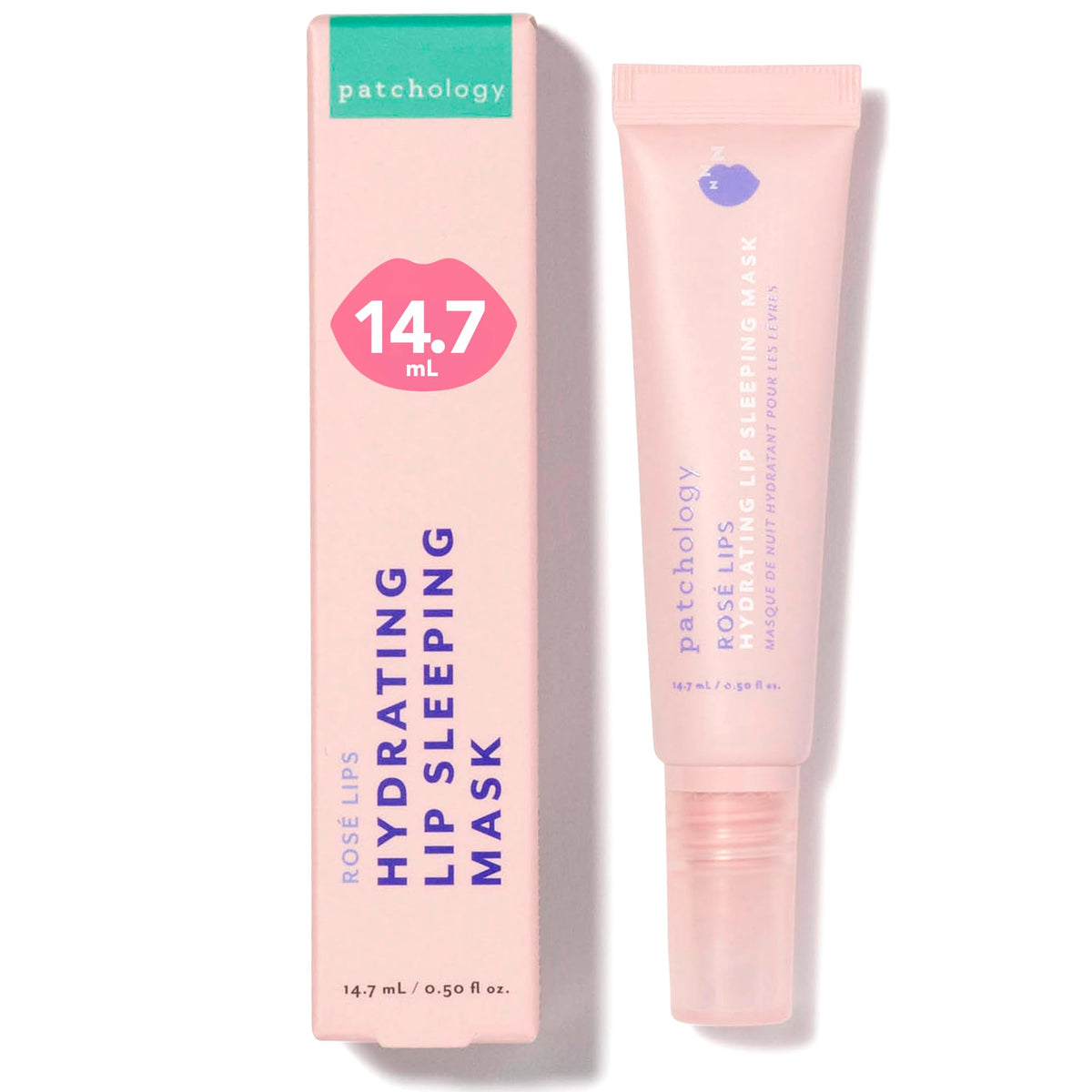 Patchology Rosé lip mask jar front showing compact travel-friendly design