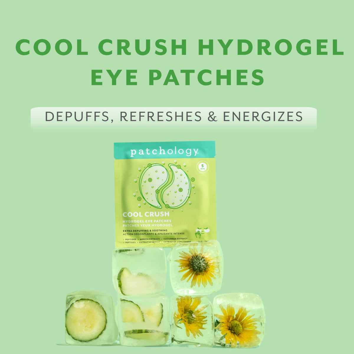 Patchology hydrogel close-up texture highlighting cooling gel and smooth surface benefit