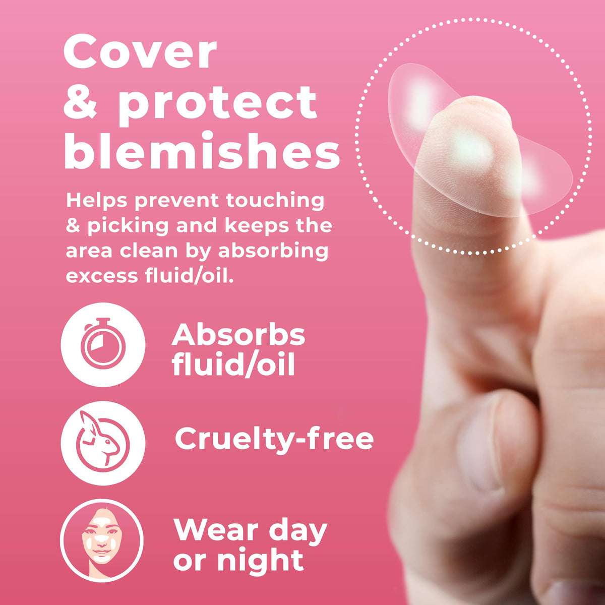PatchRx applied to cheek demonstrating discreet protection and reduced touching