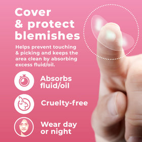PatchRx applied to cheek demonstrating discreet protection and reduced touching