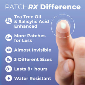 PatchRx patch applied to cheek demonstrating discreet protection and coverage
