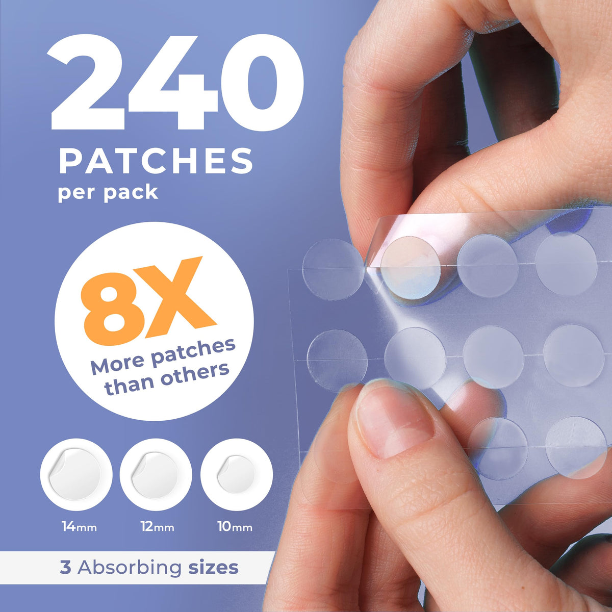 PatchRx close-up of clear hydrocolloid patches on sheet for easy selection