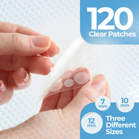 PatchRx dots applied to cheek demonstrating inconspicuous wear and reduced picking benefit
