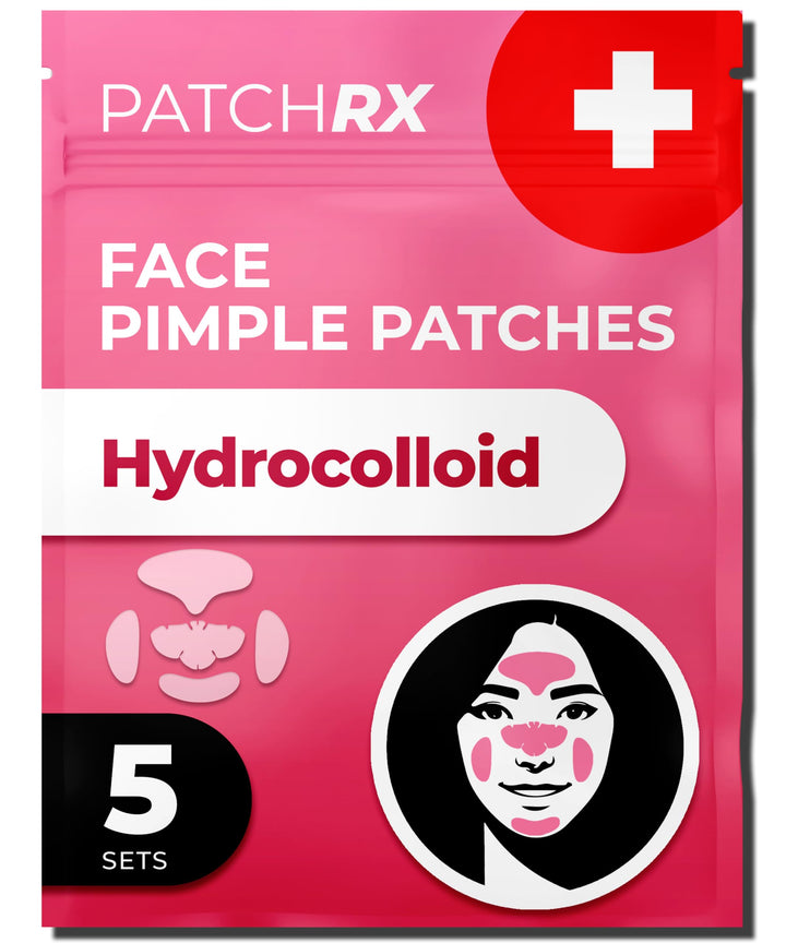 PatchRx front packaging showing five sets for full-face coverage and convenience