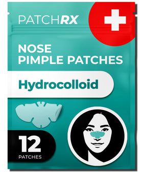 PatchRx front packaging showing 12-pack and nose patch benefits