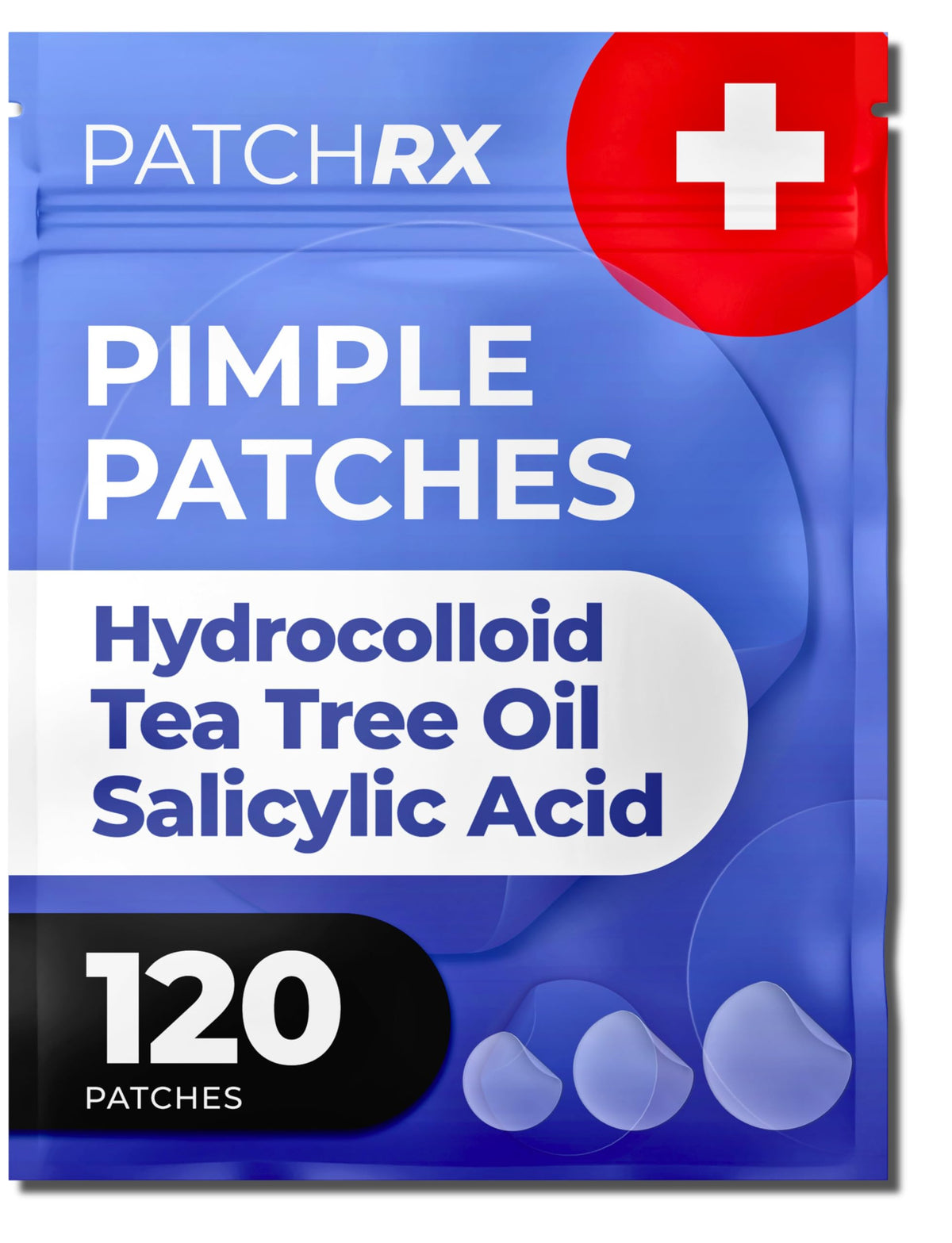 PatchRx front packaging showing 120-pack and size variety for convenient acne care