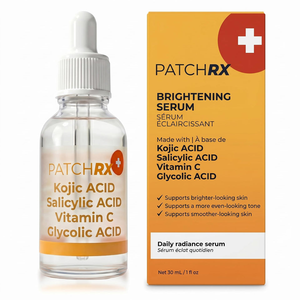 PatchRx front bottle view showing clean packaging and brightening focus