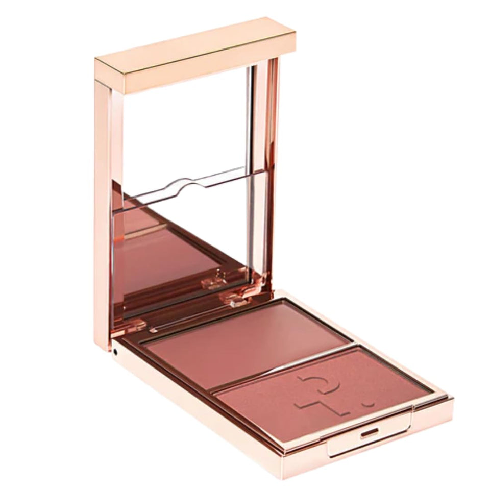 Patrick Ta compact front view showing She's Seductive rosy-pink duo and sleek packaging for effortless color