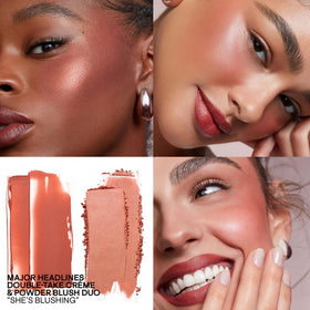 PATRICK TA blush applied on model showing natural flush and long-lasting benefit