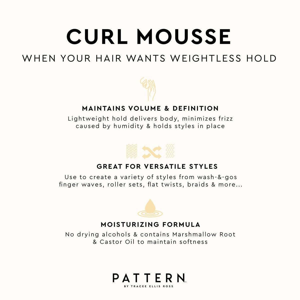 PATTERN styled wash-and-go look showing natural shine and body