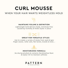 PATTERN styled wash-and-go look showing natural shine and body