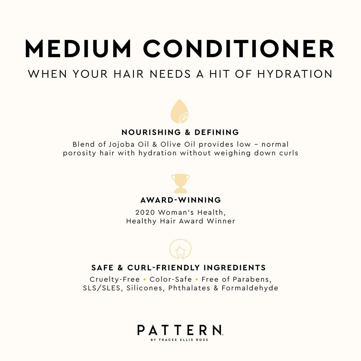 PATTERN creamy conditioner texture in jar showing rich slip and smoothness benefits