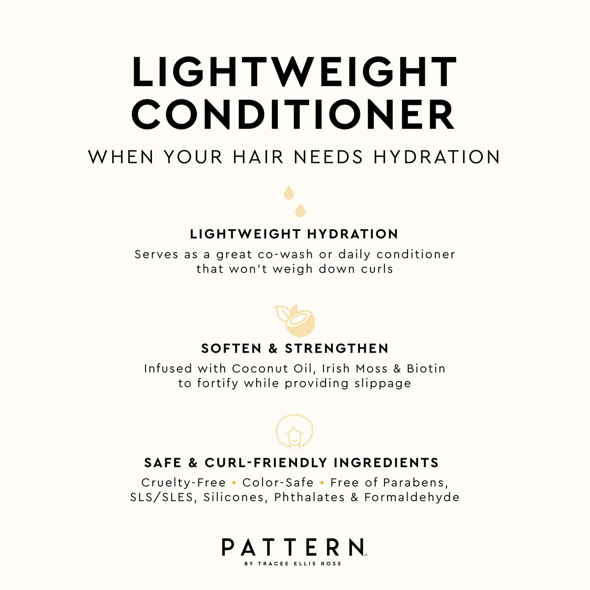 PATTERN conditioner on a bathroom shelf styled to show routine-ready curl care