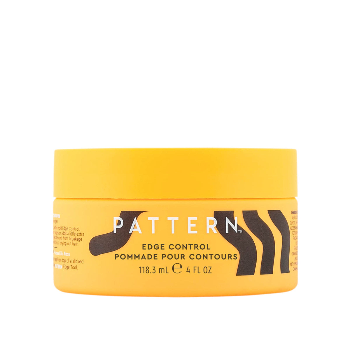 PATTERN edge control jar front view showing label and sleek packaging benefit easy storage