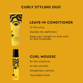 PATTERN leave-in bottle label close-up highlighting nourishing oil blend and benefits