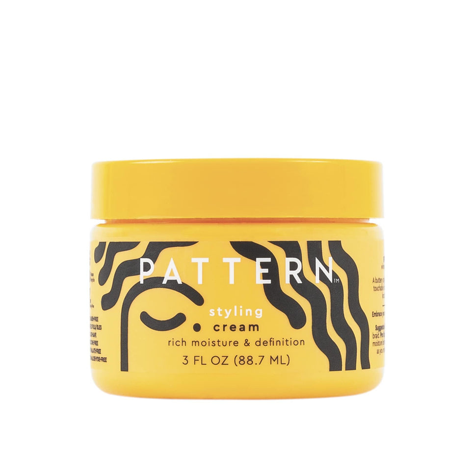 PATTERN jar front showing compact 3 fl oz size and clear label for travel convenience