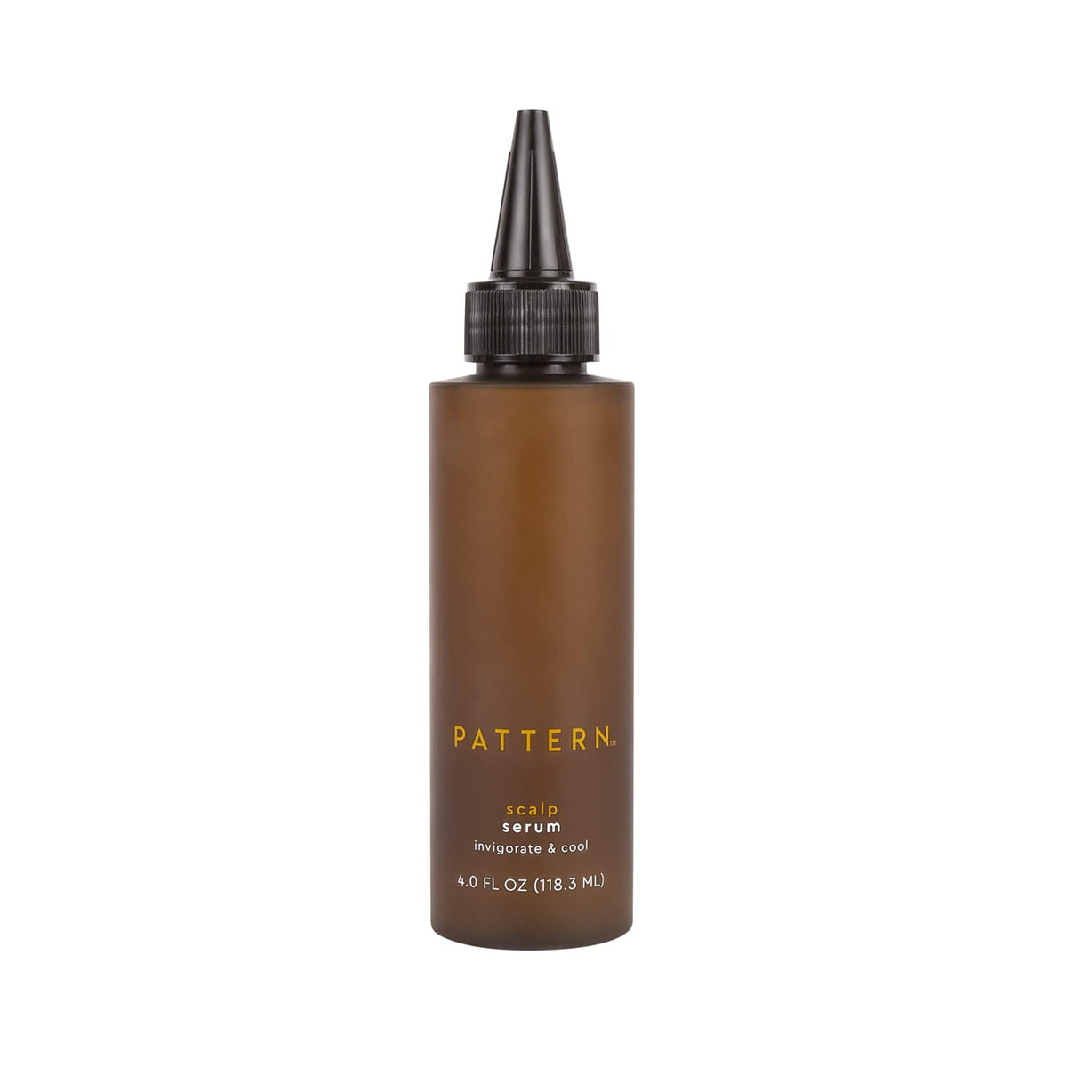 PATTERN scalp serum front bottle showing label and 4 fl oz size for easy identification and travel convenience