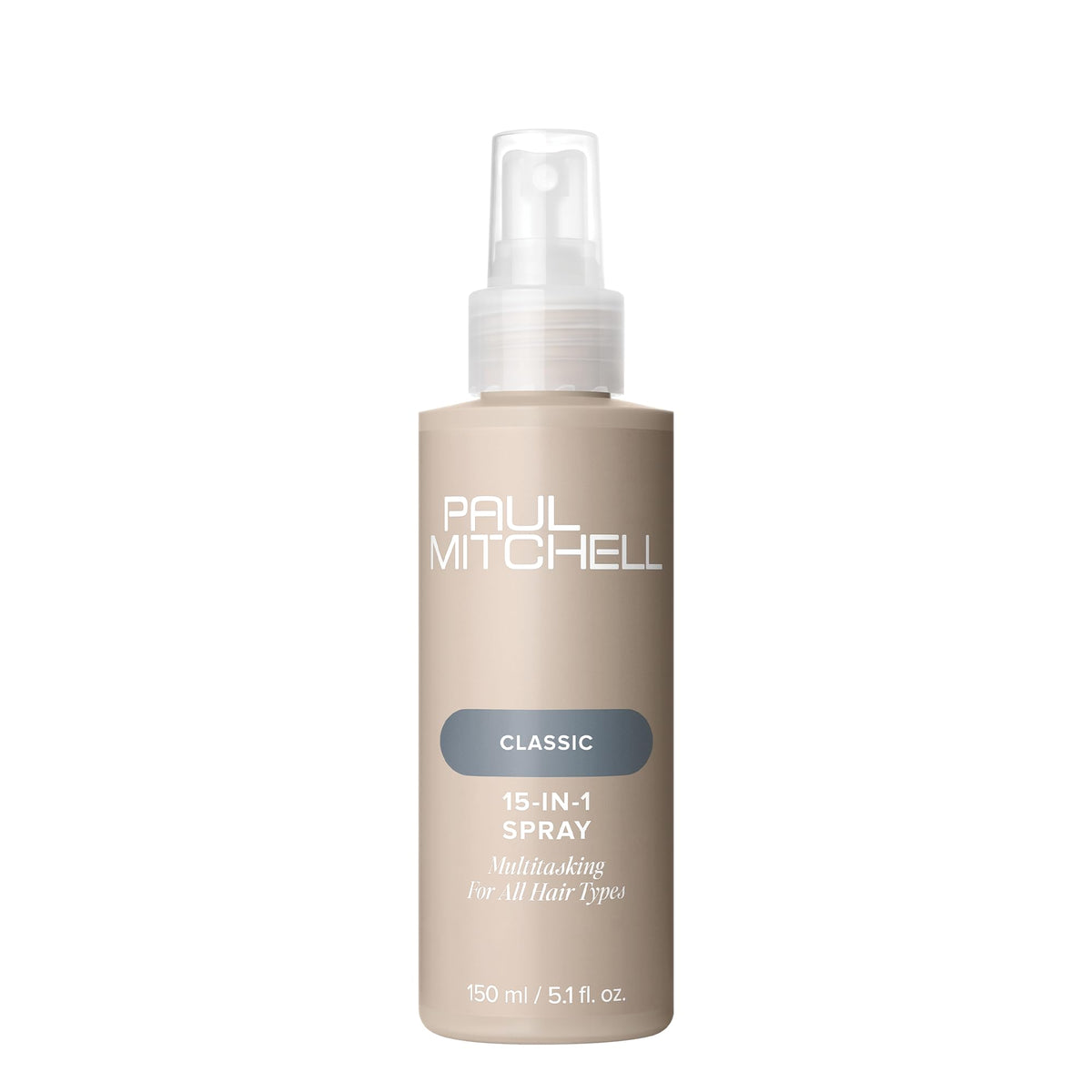 Paul Mitchell front bottle showing label and size, convenient multitasking care