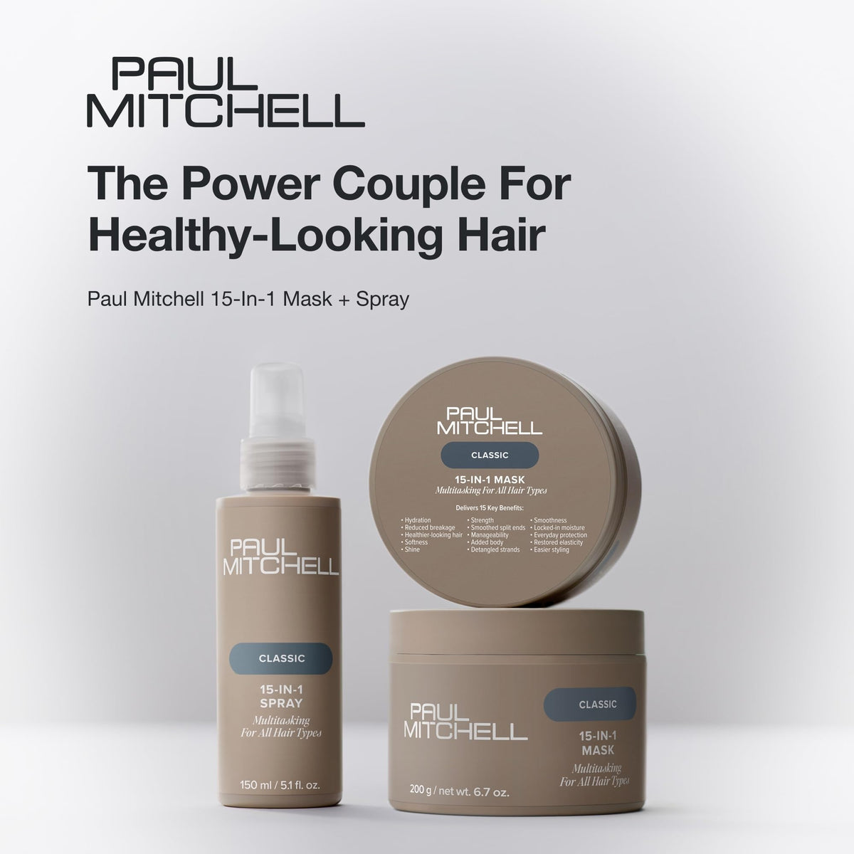 Paul Mitchell mask on bathroom shelf in lifestyle scene promoting daily routine