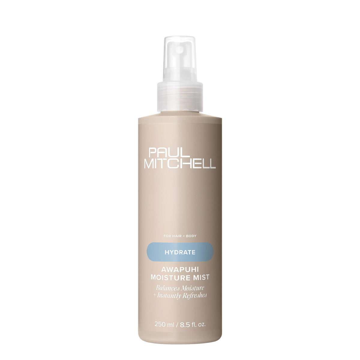 Paul Mitchell bottle front view showing label and size, promotes hydration