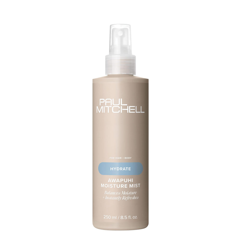 Paul Mitchell bottle front view showing label and size, promotes hydration